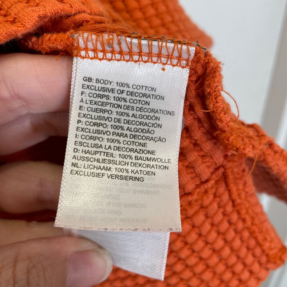 The North Face Thermal Waffle Knit Base Layer Tee Orange 100% Cotton Gorpcore XL - Picture 5 of 6